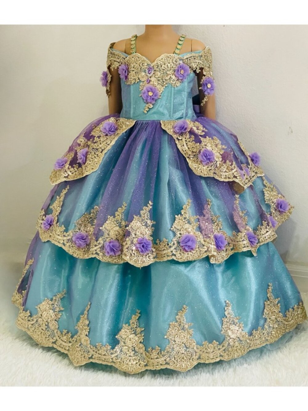 Girls Mermaid Inspired 2-in-1 Princess Dress with Adjustable Corset and Removabl - Picture 8 of 11
